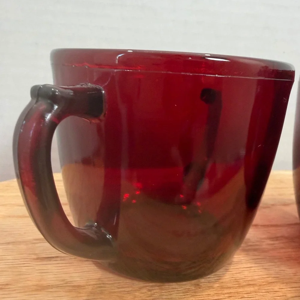 Anchor Hocking Royal Ruby Red Glass Creamer Sugar Bowl Set Vintage Mid Century